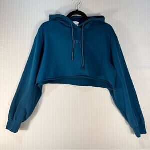 TSL Collection Blue Breeze Cropped Raw Hem Hoodie Sweatshirt Women’s Size Large